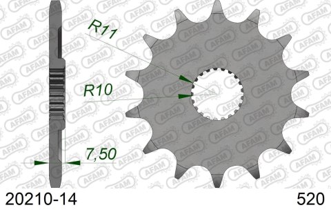 AFAM 2026/04 ZĘBATKA PRZEDNIA 2120 14 HONDA CR 125R '04-'07, CRF 250R/X '04-'17 (JTF1323.14) (ŁAŃC. 520)