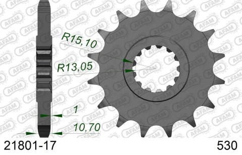 AFAM 2026/04 ZĘBATKA PRZEDNIA 579 17 Z GUMĄ YAMAHA FZ1 '06-'15, R1 '04-'14, FJ, XJR (JTF579.17RB) (ŁAŃC. 530)