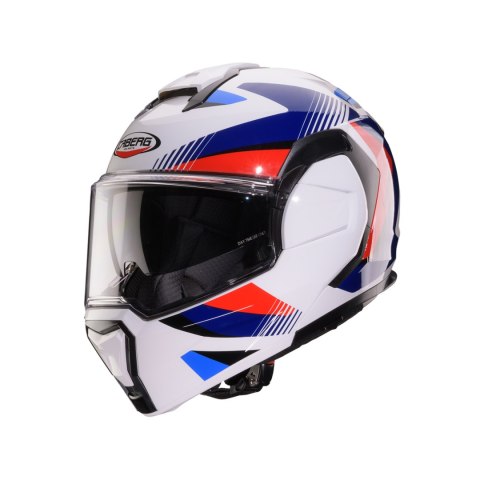CABERG KASK SZCZĘKOWY FLIP-BACK (SZCZĘKA DO TYŁU) MODEL TRIP LUNAR SOLID KOLOR BIAŁY/NIEBIESKI/CZERWONY ROZMIAR M (PINLOCK W ZES