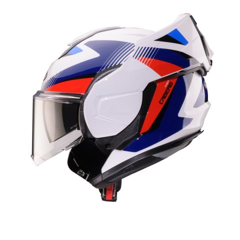 CABERG KASK SZCZĘKOWY FLIP-BACK (SZCZĘKA DO TYŁU) MODEL TRIP LUNAR SOLID KOLOR BIAŁY/NIEBIESKI/CZERWONY ROZMIAR M (PINLOCK W ZES