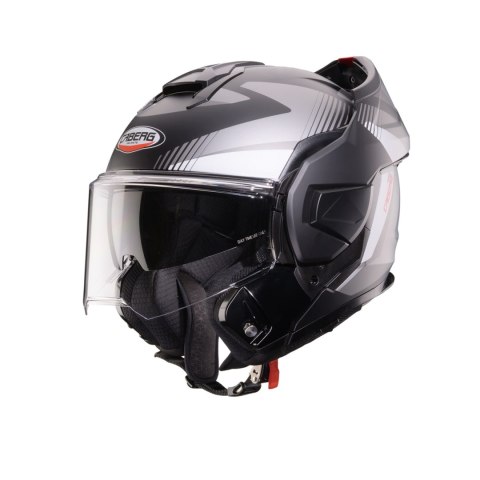 CABERG KASK SZCZĘKOWY FLIP-BACK (SZCZĘKA DO TYŁU) MODEL TRIP LUNAR SOLID KOLOR CZARNY MAT/BIAŁY/SZARY ROZMIAR L (PINLOCK W ZESTA