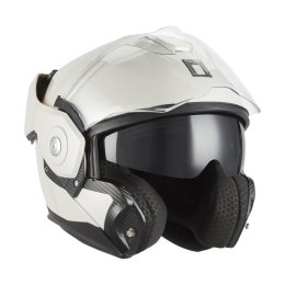 NOX PREMIUM KASK SZCZĘKOWY FLIP-BACK (SZCZĘKA DO TYŁU) Z BLENDĄ SPINNER KOLOR BIAŁY POŁYSK ROZMIAR XXL