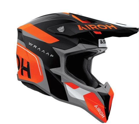 AIROH KASK CROSS / ENDURO / ATV / QUAD WRAAAP CONQUER KOLOR POMARAŃCZOWY/CZARNY/BIAŁY MAT ROZMIAR S