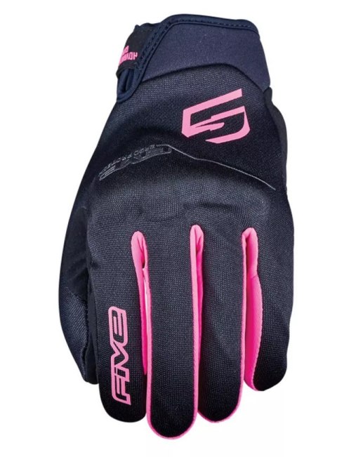 FIVE GLOVES RĘKAWICE TEKSTYLNE GLOBE EVO WOMAN DAMSKIE KOLOR CZARNY/RÓŻOWY FLUO ROZMIAR 8 (S)