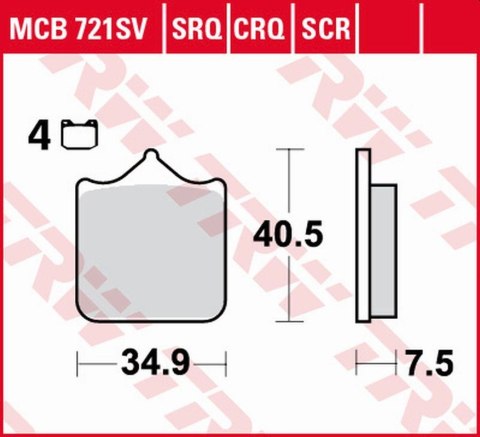 TRW ZF KLOCKI HAMULCOWE KH604/4 CARBON RACING APRILIA RSV 1000 MILE/R '01-'03, RSV 1000R '04-'10, DUCATI 748/749/996/998/999 '01