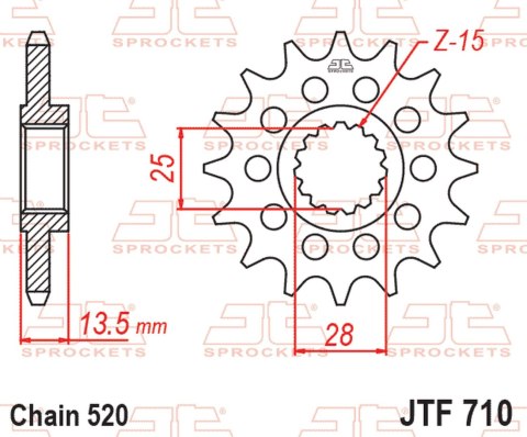 JT ZĘBATKA PRZEDNIA 2344 16 APRILIA TUAREG 660 '21-'24, CAGIVA SXT / ELEPHANT 125 '83-'88 (234416JT) (ŁAŃC. 520)