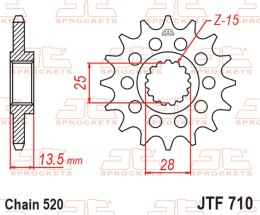 JT ZĘBATKA PRZEDNIA 2344 17 APRILIA TUAREG 660 '21-'24, TUONO 660 '21-'26, RS 660 '21-'24 (234417JT) (ŁAŃC. 520)