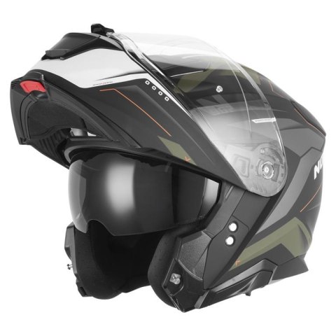 NOX KASK SZCZĘKOWY (FLIP-UP) Z BLENDĄ N967 CONQUER KOLOR POMARAŃCZOWY MAT/ZIELONY (KHAKI) ROZMIAR XXL (PINLOCK DO TEGO MODELU - 