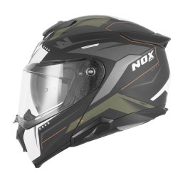 NOX KASK SZCZĘKOWY (FLIP-UP) Z BLENDĄ N967 CONQUER KOLOR POMARAŃCZOWY MAT/ZIELONY (KHAKI) ROZMIAR XXL (PINLOCK DO TEGO MODELU - 