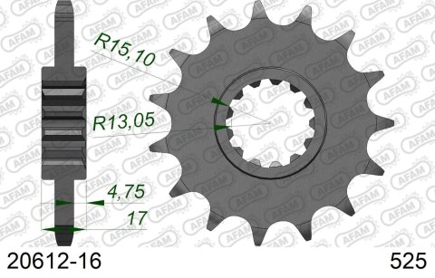 AFAM ZĘBATKA PRZEDNIA 2068 16 HONDA CBR 600F '99-'14, CBR 600RR '03-'16, CBF 600 (JTF1370.16) (ŁAŃC. 525)