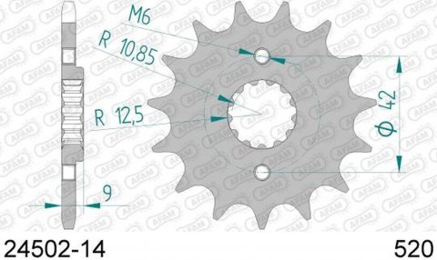 AFAM ZĘBATKA PRZEDNIA 523 14 KAWASAKI EL 250/252 '88-'03, KLX 250 S '09-'15, KLR 250/600 (-1) (ŁAŃC. 520) (JTF516.14)