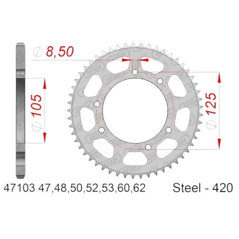 AFAM ZĘBATKA TYLNA 4402 62 YAMAHA DT 50 '03-'06, MALAGUTI XTM, MRX, SMX(ŁAŃC. 420) (JTR1131.62)