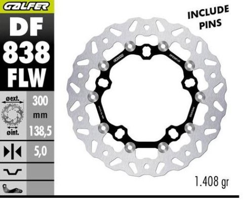 GALFER TARCZA HAMULCOWA PRZÓD HARLEY-DAVIDSON (WAVE FLOATING) (300X138X5)