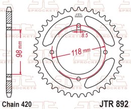 JT ZĘBATKA TYLNA 4794 48 KTM SX 65 '25-'26 (OEM: A40510051048C1) (479448JT) (ŁAŃC. 420)