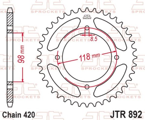 JT ZĘBATKA TYLNA 4794 48 KTM SX 65 '25-'26 (OEM: A40510051048C1) (479448JT) (ŁAŃC. 420)