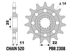 PBR 13/07 ZĘBATKA PRZEDNIA 2308 13 (ŁAŃC. 520) (MADE IN ITALY)