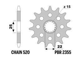 PBR 13/07 ZĘBATKA PRZEDNIA 2355 15 (ŁAŃC. 520) (MADE IN ITALY)