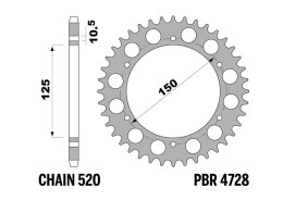 PBR 13/07 ZĘBATKA TYLNA 4728 46 (ŁAŃC. 520) (MADE IN ITALY)