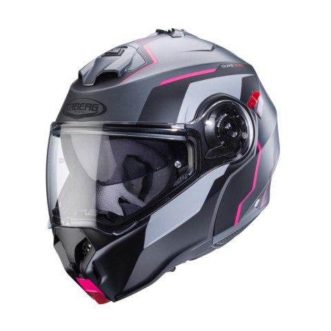 CABERG WYPRZEDAŻ KASK SZCZĘKOWY FLIP-UP MODEL DUKE EVO MOVE KOLOR SZARY MAT/CZARNY/FUKSJA (INTENSYWNY ODCIEŃ RÓŻOWEGO) ROZMIAR M