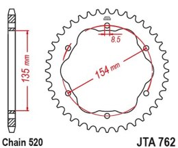 JT ZĘBATKA TYLNA ALUMINIOWA 4574 46 DUCATI 939 SUPER SPORT '17-'20, 950 SUPER SPORT '21-'23, 955 PANIGALE V2 / BAYLISS '20-'24 (