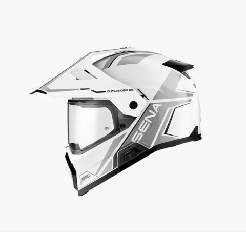 SENA 2026/07 KASK OUTLANDER DUAL SPORT FIBERGLASS Z INTERKOMEM MESH 3.0 DO 2000M ROZMIAR L KOLOR BIAŁY ( ECE R22.06 ) (EL)