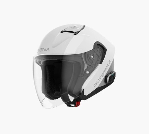 SENA 2026/07 KASK OUTSTAR 2 OTWARTY JET Z INTERKOMEM MESH 3.0 DO 1200M ROZMIAR M KOLOR BIAŁY ( ECE R22.06 ) (EL)