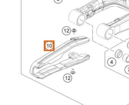 KTM OEM ŚLIZG ŁAŃCUCHA KTM SX 50 '20-'27, SX-E '20-'27, GAS GAS MC 50 '21-'27, HUSQVARNA TC 50 '20-'27, EE 5 '20-'27