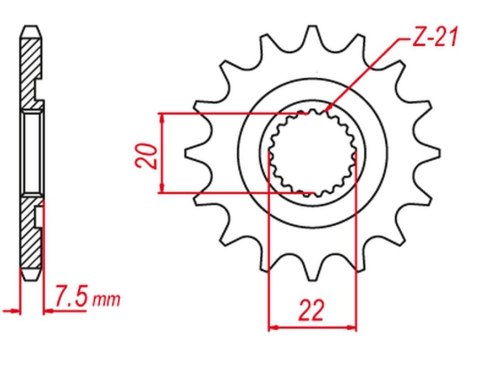 GROSSKOPF WYPRZEDAŻ ZĘBATKA PRZEDNIA 2120 11 HONDA CR 125R '04-'07 (-2) , CRF 250R '04-'17 (-2), CRF 250X '04-'17 (-3) (JTF1323.