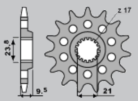JR WYPRZEDAŻ ZĘBATKA PRZEDNIA 2137 14 (153714JT) KAWASAKI Z 1000 '07-'09