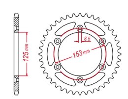GROSSKOPF WYPRZEDAŻ ZĘBATKA TYLNA ALUMINIOWA KOLOR CZARNY 289 53 HONDA CR/CRF '83-'25, BETA RR '13-'25 KOLOR CZARNY (JTR210.53)