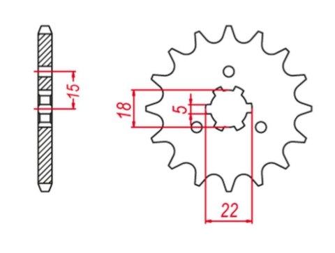 GROSSKOPF WYPRZEDAŻ ZĘBATKA PRZEDNIA 423 14 KAWASAKI KX 125 '94-'08 (+1) (JTF1445.14)