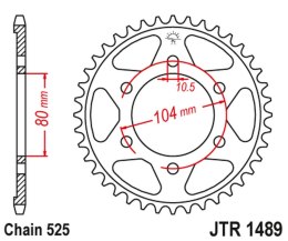 JT ZĘBATKA TYLNA 4359 43 KAWASAKI ZX750R, NINJA, KLZ VERSYS (12-) (435943JTZBK) (ŁAŃC. 525) KOLOR CZARNY