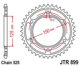 JT ZĘBATKA TYLNA 4454 42 KTM 950/990/1190 ADVENTURE / R LC8 '03-'18 (445442JTZBK) (ŁAŃC. 525) KOLOR CZARNY