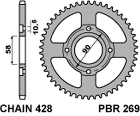 PBR ZĘBATKA TYLNA 269 39 HONDA CB 125T 78-82 (JTR269.39) (ŁAŃC. 428) PBR ZĘBATKA TYLNA 269 39 HONDA CB 125T 78-82 (JTR269.39) (ŁAŃC. 428)