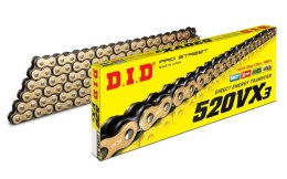 DID 520VX3G&B-116 ŁAŃCUCH ZŁOTY(116 OGNIW) X-RING (OTWARTY + ZAPINKA)