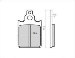 BRENTA KLOCKI HAMULCOWE KH186 (ORGANIC) PIAGGIO/VESPA, PRZÓD