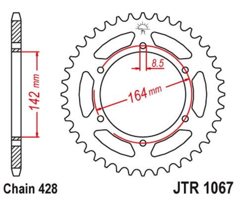 JT ZĘBATKA TYLNA 4525 52 HYOSUNG GT 125 '03-'15 (JTR1067.52) (ŁAŃC. 428) JT ZĘBATKA TYLNA 4525 52 HYOSUNG GT 125 '03-'15 (JTR1067.52) (ŁAŃC. 428)