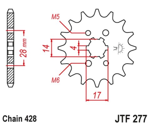 JT ZĘBATKA PRZEDNIA 2118 14 HONDA TRX 90 '93-19', CRF 125 '14-21', DERBI SENDA/MULHACEN/TERRA '07-14' (211814JT) (ŁAŃC. 428) JT ZĘBATKA PRZEDNIA 2118 14 HONDA TRX 90 '93-19', CRF 125 '14-21', DERBI SENDA/MULHACEN/TERRA '07-14' (211814JT) (ŁAŃC. 428)