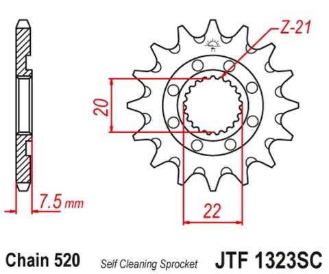 JT ZĘBATKA PRZEDNIA 2120 14 HONDA CR 125R '04-'07, CRF 250R/X '04-'17 SAMOOCZYSZCZAJĄCA (212014JT) (ŁAŃC. 520) JT ZĘBATKA PRZEDNIA 2120 14 HONDA CR 125R '04-'07, CRF 250R/X '04-'17 SAMOOCZYSZCZAJĄCA (212014JT) (ŁAŃC. 520)
