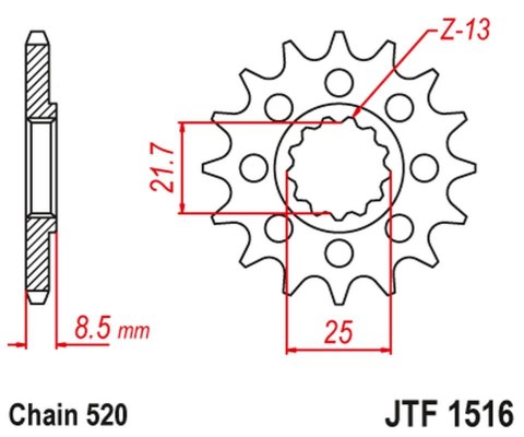 JT ZĘBATKA PRZEDNIA 2179 16 KAWASAKI ZX 10R 04-18 (217916JT) (PRZEJŚCIE NA ŁAŃCUCH 520) JT ZĘBATKA PRZEDNIA 2179 16 KAWASAKI ZX 10R 04-18 (217916JT) (PRZEJŚCIE NA ŁAŃCUCH 520)