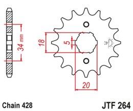JT ZĘBATKA PRZEDNIA 264 17 KYMCO HIPSTER, STRYKER, ZING (26417JT) (ŁAŃC. 428)