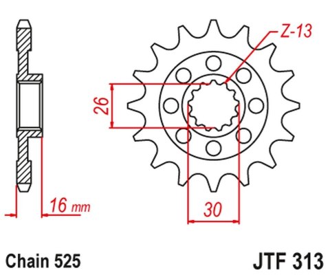 JT ZĘBATKA PRZEDNIA 344 16 HONDA VFR 750 R '88-92' (RC30) (34416JT) (ŁAŃC. 525) NA ZAMÓWIENIE JT ZĘBATKA PRZEDNIA 344 16 HONDA VFR 750 R '88-92' (RC30) (34416JT) (ŁAŃC. 525) NA ZAMÓWIENIE