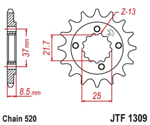 JT ZĘBATKA PRZEDNIA 350 16 HONDA XR 600R '91-'00, TRX 400EX /X '05-'14 POLARIS PREDATOR 500 '03-07' (35016JT) (ŁAŃC. 520) JT ZĘBATKA PRZEDNIA 350 16 HONDA XR 600R '91-'00, TRX 400EX /X '05-'14 POLARIS PREDATOR 500 '03-07' (35016JT) (ŁAŃC. 520)