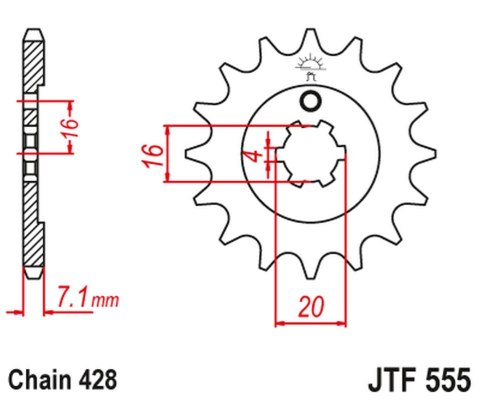 JT ZĘBATKA PRZEDNIA 555 13 YAMAHA DT 80 LC1/LC2 '83-'95, TZR 80 '92-'95 (55513JT) (ŁAŃC. 428) JT ZĘBATKA PRZEDNIA 555 13 YAMAHA DT 80 LC1/LC2 '83-'95, TZR 80 '92-'95 (55513JT) (ŁAŃC. 428)
