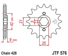 JT ZĘBATKA PRZEDNIA 576 18 YAMAHA XT 350 '85-00' (57618JT) (ŁAŃC. 428) (-1)