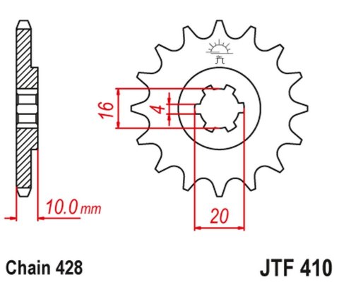 JT ZĘBATKA PRZEDNIA 799 16 SUZUKI GZ 125 '98-'11 (-1), GN 125, VL 125 INTRUDER (79916JT) (ŁAŃC. 428)