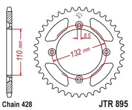 JT ZĘBATKA TYLNA 4486 49 KTM SX 85 '04-'24, 105 XC '07-'11 (448649JTZBK)* (ŁAŃC. 428) KOLOR CZARNY