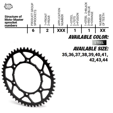 MOTO-MASTER ZĘBATKA TYLNA STALOWA ULTRALIGHT 4644 41 (464441) KTM SX 50/SX 50 MINI '14- , SX-E5 E-BIKE '19-, GASGAS MC 50 MC-E E MOTO-MASTER ZĘBATKA TYLNA STALOWA ULTRALIGHT 4644 41 (464441) KTM SX 50/SX 50 MINI '14- , SX-E5 E-BIKE '19-, GASGAS MC 50 MC-E E