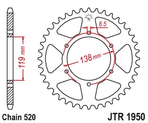 JT ZĘBATKA TYLNA 213 48 HUSABERG FC/FE/MX 350/400/499/501/600 '92-99' (21348JT) (ŁAŃC520)