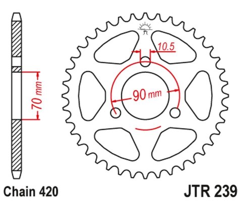 JT ZĘBATKA TYLNA 239 38 HONDA MTX 80R '83-'86, MBX 50 (23938JT) (ŁAŃC. 420)